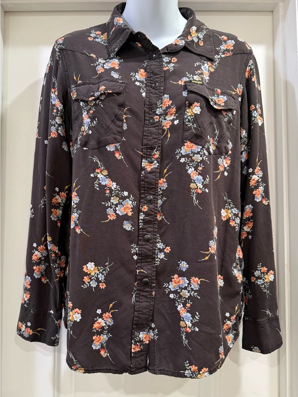 Wrangler Brown Floral Western Button-Up Shirt Size Small